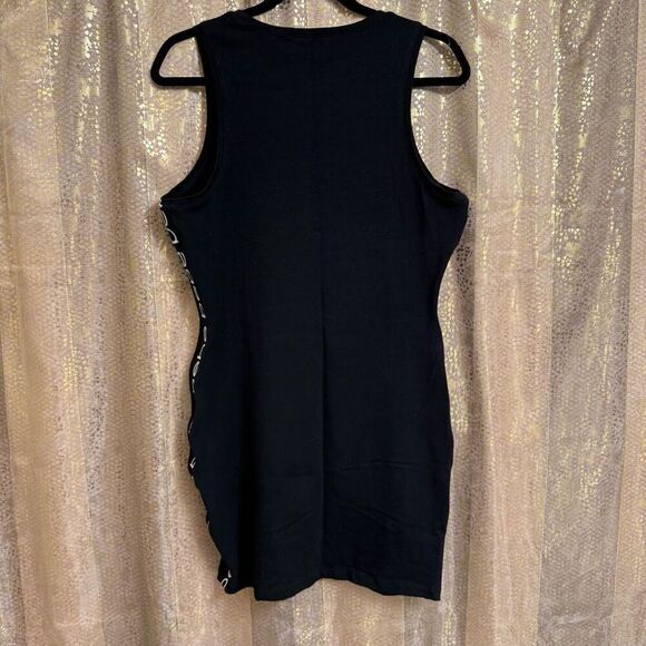 Bebe Y2K Black White Logo Bodycon Tank Top Mini Dress XL (EG) - Picture 2 of 6